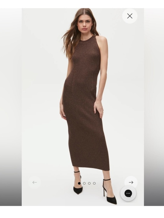 Michael Stars Dresses & Skirts - Michael Stars shimmering Brown Ribbed Halter Maxi Dress